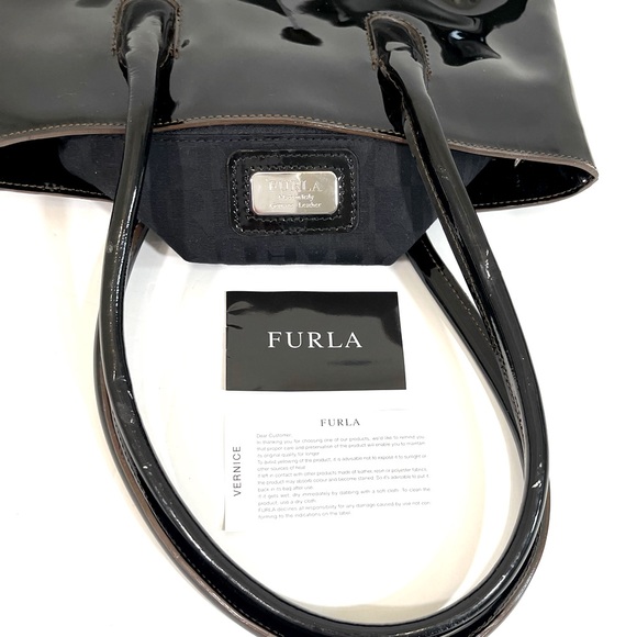 FURLA Black Patent Leather Shoulder Handbag - Picture 8 of 8